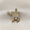 Dije Religioso 05.459.0024 Oro Laminado, Diseño de Corazón y Judaica, con Zirconia Cubica Blanca, Pulido, Tono Dorado