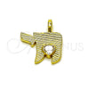 Dije Religioso 05.459.0024 Oro Laminado, Diseño de Corazón y Judaica, con Zirconia Cubica Blanca, Pulido, Tono Dorado