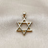 Dije Religioso 05.459.0028 Oro Laminado, Diseño de Estrella de Davi y Judaica, Pulido, Tono Dorado