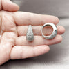 Argolla Huggie 02.267.0078.5.22 Rodio Laminado, con Zirconia Cubica Blanca, Pulido, Rodinado