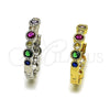 Argolla Huggie 02.267.0079.1.25 Rodio Laminado, con Zirconia Cubica Multicolor, Pulido, Rodinado