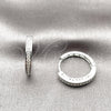 Argolla Huggie 02.267.0082.1.20 Rodio Laminado, con Micro Pave Blanca, Pulido, Rodinado