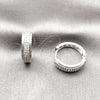 Argolla Huggie 02.267.0083.1.20 Rodio Laminado, con Micro Pave Blanca, Pulido, Rodinado