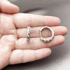 Argolla Huggie 02.267.0084.1.20 Rodio Laminado, con Micro Pave Blanca, Pulido, Rodinado