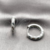 Argolla Huggie 02.267.0084.1.20 Rodio Laminado, con Micro Pave Blanca, Pulido, Rodinado