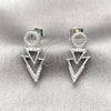 Arete Dormilona 02.267.0087 Rodio Laminado, con Micro Pave Blanca, Pulido, Rodinado