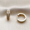 Argolla Huggie 02.267.0088.16 Oro Laminado, con Zirconia Cubica Blanca, Pulido, Tono Dorado