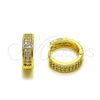 Argolla Huggie 02.267.0088.16 Oro Laminado, con Zirconia Cubica Blanca, Pulido, Tono Dorado