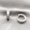 Argolla Huggie 02.267.0088.1.16 Rodio Laminado, con Zirconia Cubica Blanca, Pulido, Rodinado
