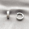 Argolla Huggie 02.267.0089.1.15 Rodio Laminado, con Micro Pave Blanca, Pulido, Rodinado