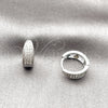 Argolla Huggie 02.267.0090.1.12 Rodio Laminado, con Micro Pave Blanca, Pulido, Rodinado
