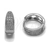 Argolla Huggie 02.267.0090.1.12 Rodio Laminado, con Micro Pave Blanca, Pulido, Rodinado