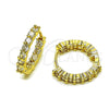 Argolla Huggie 02.267.0091.20 Oro Laminado, con Zirconia Cubica Blanca, Pulido, Tono Dorado