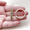 Argolla Huggie 02.267.0093.1.30 Oro Laminado, con Zirconia Cubica Verde, Pulido, Tono Dorado