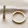 Argolla Huggie 02.267.0093.1.30 Oro Laminado, con Zirconia Cubica Verde, Pulido, Tono Dorado