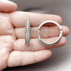 Argolla Huggie 02.267.0093.5.30 Rodio Laminado, con Zirconia Cubica Blanca, Pulido, Rodinado