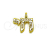 Dije Religioso 05.459.0035 Oro Laminado, Diseño de Judaica, con Zirconia Cubica Blanca, Pulido, Tono Dorado