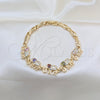 Pulsera Elegante 03.316.0031.4.07 Oro Laminado, Diseño de Elefante y Pescado, con Zirconia Cubica Multicolor y Blanca, Pulido, Tono Dorado (Grosor 05 MM, 7 Pulgadas de Largo)
