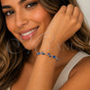 Pulsera Tennis 03.283.0579.07 Rodio Laminado, Diseño de Flor, con Zirconia Cubica Zafiro Azul, Pulido, Rodinado (Grosor 08.5 MM, 7 Pulgadas de Largo)