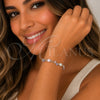 Pulsera Tennis 03.283.0579.2.07 Rodio Laminado, Diseño de Flor, con Zirconia Cubica Amatista y Rosado, Pulido, Rodinado (Grosor 08.5 MM, 7 Pulgadas de Largo)