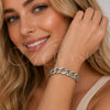Pulsera Elegante 03.283.0270.1.07 Rodio Laminado, Diseño de Cubana, con Micro Pave Blanca, Pulido, Rodinado (Grosor 07 MM, 7 Pulgadas de Largo)
