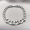Pulsera Elegante 03.283.0270.1.07 Rodio Laminado, Diseño de Cubana, con Micro Pave Blanca, Pulido, Rodinado (Grosor 07 MM, 7 Pulgadas de Largo)