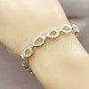 Pulsera Elegante 03.283.0590.07 Rodio Laminado, Diseño de Gota, con Zirconia Cubica Blanca, Pulido, Rodinado (Grosor 08.2 MM, 8 Pulgadas de Largo)