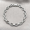 Pulsera Elegante 03.283.0033.1.07 Rodio Laminado, Diseño de Puff Mariner, con Micro Pave Blanca, Pulido, Rodinado (Grosor 06.8 MM, 7 Pulgadas de Largo)