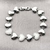 Pulsera Tennis 03.283.0467.1.07 Rodio Laminado, Diseño de Corazón, con Micro Pave Blanca, Pulido, Rodinado (Grosor 11.4 MM, 7 Pulgadas de Largo)