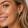 Arete Dormilona 02.283.0154.1 Rodio Laminado, Diseño de Gota y Corazón, con Zirconia Cubica Blanca, Pulido, Rodinado