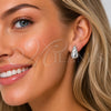 Arete Dormilona 02.283.0143.1 Rodio Laminado, Diseño de Gota y Estrella, con Zirconia Cubica Blanca, Pulido, Rodinado