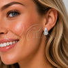 Arete Dormilona 02.283.0418 Rodio Laminado, Diseño de Gota y Estrella, con Zirconia Cubica Blanca, Pulido, Rodinado