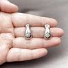 Arete Dormilona 02.283.0418 Rodio Laminado, Diseño de Gota y Estrella, con Zirconia Cubica Blanca, Pulido, Rodinado