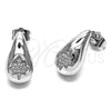 Arete Dormilona 02.283.0418 Rodio Laminado, Diseño de Gota y Estrella, con Zirconia Cubica Blanca, Pulido, Rodinado