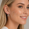 Arete Colgante 02.283.0419 Rodio Laminado, Diseño de Paperclip, con Zirconia Cubica Blanca, Pulido, Rodinado
