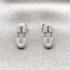 Arete Dormilona 02.283.0420 Rodio Laminado, Diseño de Paperclip, con Micro Pave Blanca, Pulido, Rodinado