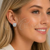 Arete Dormilona 02.283.0422 Rodio Laminado, Diseño de Baguette, con Zirconia Cubica Blanca, Pulido, Rodinado