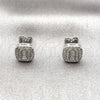 Arete Dormilona 02.283.0422 Rodio Laminado, Diseño de Baguette, con Zirconia Cubica Blanca, Pulido, Rodinado