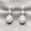 Arete Largo 02.346.0023 Rodio Laminado, Diseño de Gota, con Micro Pave Blanca, Pulido, Rodinado