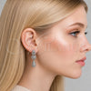 Arete Largo 02.346.0026 Rodio Laminado, Diseño de Flor y Gota, con Zirconia Cubica Blanca y Micro Pave Blanca, Pulido, Rodinado