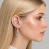 Arete Largo 02.346.0030 Rodio Laminado, Diseño de Gota y Flor, con Zirconia Cubica Blanca, Pulido, Rodinado