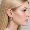 Arete Largo 02.346.0031 Rodio Laminado, Diseño de Cluster, con Zirconia Cubica Verde y Blanca, Pulido, Rodinado