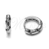 Argolla Huggie 02.310.0122.10 Rodio Laminado, con Micro Pave Blanca, Pulido, Rodinado