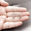 Argolla Huggie 02.310.0123.10 Rodio Laminado, Diseño de Baguette, con Zirconia Cubica Blanca, Pulido, Rodinado