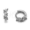 Argolla Huggie 02.310.0123.10 Rodio Laminado, Diseño de Baguette, con Zirconia Cubica Blanca, Pulido, Rodinado