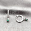Arete Colgante 02.310.0125.15 Rodio Laminado, con Zirconia Cubica Verde y Micro Pave Blanca, Pulido, Rodinado