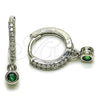 Arete Colgante 02.310.0125.15 Rodio Laminado, con Zirconia Cubica Verde y Micro Pave Blanca, Pulido, Rodinado