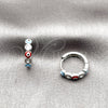 Argolla Huggie 02.310.0126.15 Rodio Laminado, Diseño de Ojo Griego, con Zirconia Cubica Blanca, Esmaltado Multicolor, Rodinado