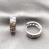 Argolla Huggie 02.310.0127.18 Rodio Laminado, con Zirconia Cubica Multicolor, Pulido, Rodinado