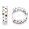 Argolla Huggie 02.310.0127.18 Rodio Laminado, con Zirconia Cubica Multicolor, Pulido, Rodinado